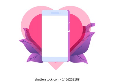Dating applications, virtual relationships concept with smartphones. Vector illustration