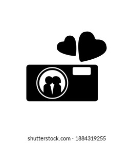 dating, camera icon. camera with lovers couple, vector icon, heart, Valentine, photo