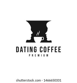 Dating coffee logo vector icon illustration