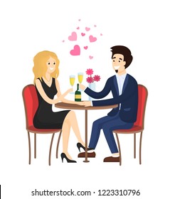 Romantic Dinner Two Man Woman Sit Stock Illustration 736215472 ...