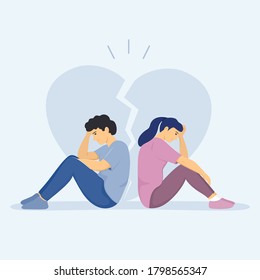 Dating couple having conflict. Flat vector illustration.