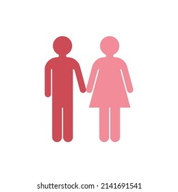 Dating couple holding their hands vector icon