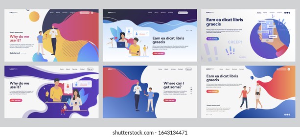 Dating couples set. Man and woman chatting online, meeting, cyberbullying. Flat vector illustrations. Communication, internet, social media concept for banner, website design or landing web page