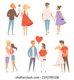 Dating couples. St valentine day 14 february happiness hugging romantic lovers characters vector date concept pictures. Illustration of love dating, man and woman together