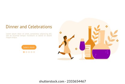 conjunto de ilustraciones de eventos de citas. los personajes ofrecen un buen vino del camarero. el concepto de citas y amor para la cena. ilustración vectorial.