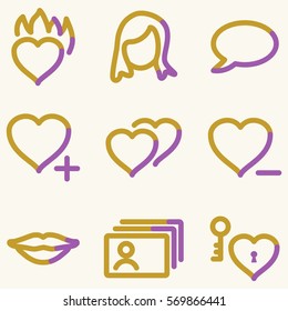 Dating icons set, signs for infographics, web, presentation