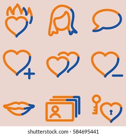 Dating icons set, signs for infographics, web, presentation