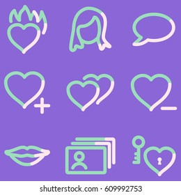 Dating icons set, signs for infographics, web, presentation