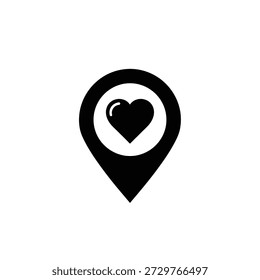 Dating location pin icon vector. Heart shape map marker for love concepts. Romantic navigation pointer symbol graphic design element art.