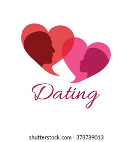Dating logo, love symbol, talk, vector