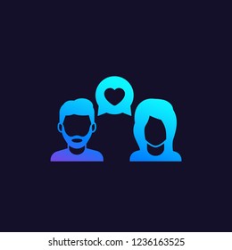 Dating, love chat, vector