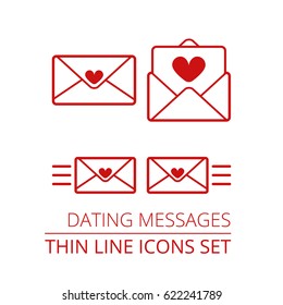 Dating messages thin line vector icons set EPS10