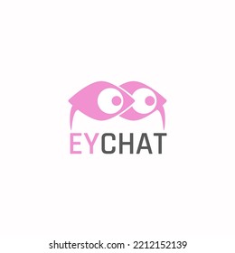 Dating messaging app logo with two pink eyes.
