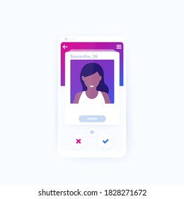 Dating mobile app design, vector