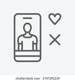 Dating profile man icon line symbol. Isolated vector illustration of icon sign concept for your web site mobile app logo UI design.
