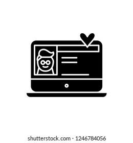 Dating service black icon, vector sign on isolated background. Dating service concept symbol, illustration 