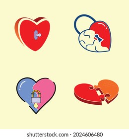 Dating service icons on full color rounded square backgrounds.  icons included fit for relationship logo, love icon 