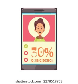 Icono plano de aplicación de smartphone de citas en ilustración vectorial de fondo blanco