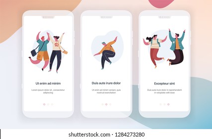 Dating, Social Networks, Communication. Design Of Mobile Application Intro Screens. Application Templates Concept Vector Onboarding Illustration Flat Design