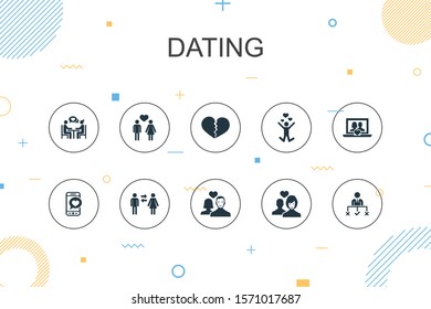 Dating trendy Infographic template. Thin line design with couple in love, fall in love, dating app, relations icons