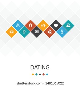 Dating trendy UI template infographics concept.couple in love, fall in love, dating app, relations simple icons