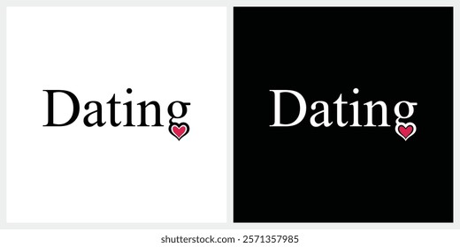 Dating typography text, love heart symbol vector icon