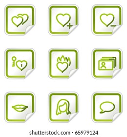 Dating web icons, green stickers series