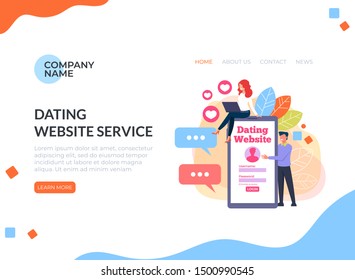 Dating website mobile app service concept. Vector flat cartoon graphic design illustration