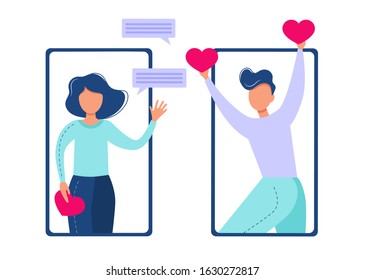 Dating website page template. 
Vector Illustration. Concept of love. Love on the Internet. 