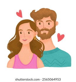 Dating young people. In love couple. Good for Valentine day card design.