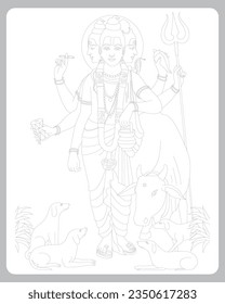 Dattaguru, is a paradigmatic Sannyasi (monk) and one of the lords of yoga, venerated as a Hindu god one line art Continuous line art in elegant style for print, tattoo, poster, textile, cards etc. 