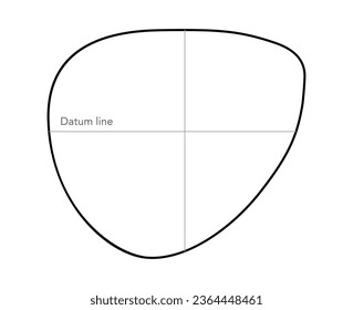 Datum system of Measurement of lens glasses Eye frame fashion accessory technical illustration. Sunglass style, flat spectacles eyeglasses sketch style outline isolated on white background