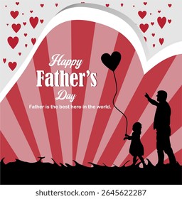 daughter and father with love background, happy international father's day concept, can be used for card, poster, website, flyer. abstract vector illustration design
