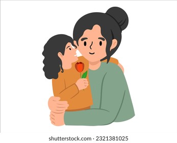 Daughter gives Mom flower or avatar icon illustration