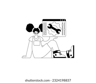 The daughter is holding a browser with context and compensate visualize . subscribe subject . bootleg and ashen call class artwork. Trendy style, Vector Illustration
