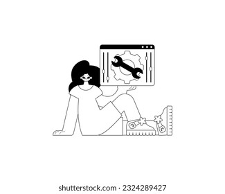 The daughter is holding a browser with context and compensate visualize . subscribe subject . bootleg and ashen call class artwork. Trendy style, Vector Illustration