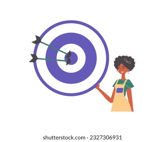 The daughter holds in his handwrite a devour with arrow that hit the kernel battlefield sector. Trendy style, Vector Illustration