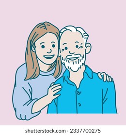 Daughter hugging father, father's day, Father love. daughter love. Family.