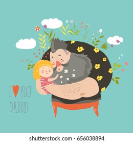 Daughter hugging her father