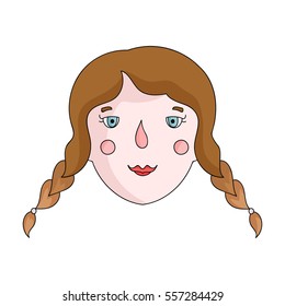 Daughter icon in cartoon style isolated on white background. Family holiday symbol stock vector illustration.