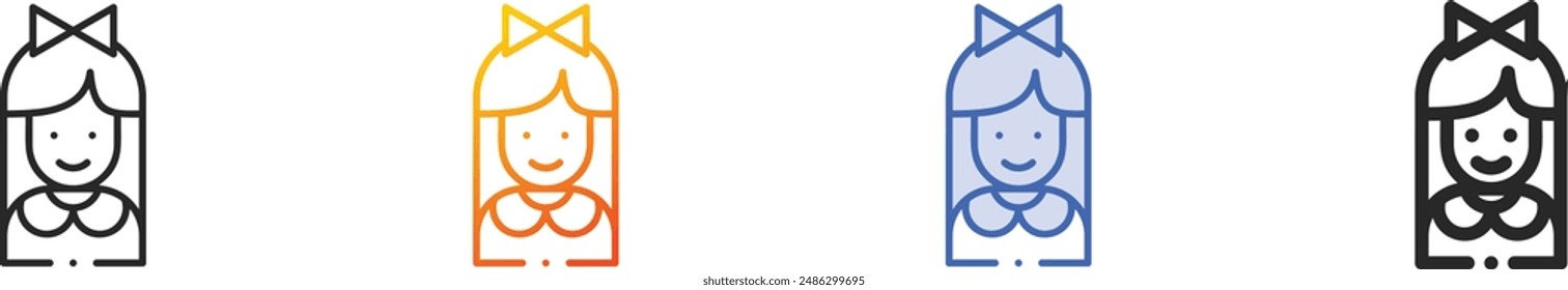 daughter icon.Thin Linear, Gradient, Blue Stroke and bold Style Design Isolated On White Background