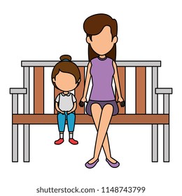 daughter with mother in the park chair characters