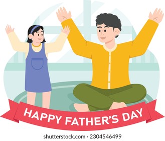 A Daughter Playing With Her Father on Fathers Day Illustration
