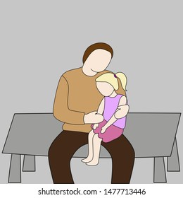 Daughter sits on father’s lap