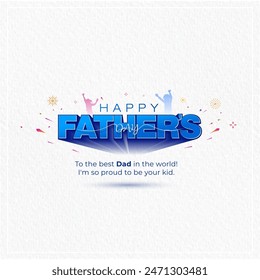 Daughter and son wishing Fathers day. Happy Father's day card Vector illustration.