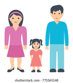 
Daughter is standing in the middle with her parents
