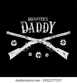 daughter's daddy. Pattern for a vintage T-shirt. two crossed shotguns