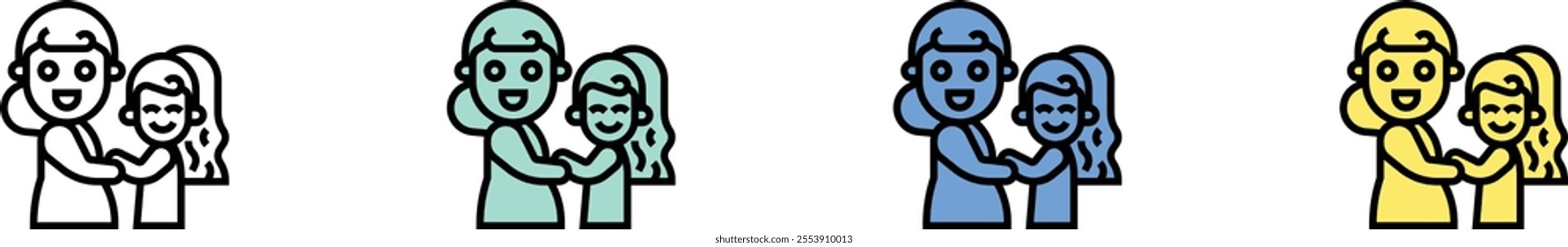 daugther icon. Outline, Green, Blue and Yellow Style Design Isolated On White Background