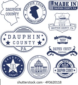 Dauphin county, Pennsylvania. Set of generic stamps and signs.