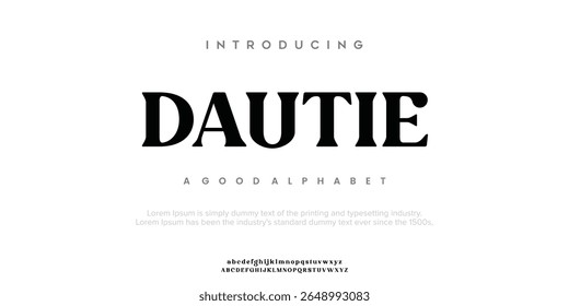 Dautie  abstract minimal modern alphabet fonts. Typography technology vector illustration	